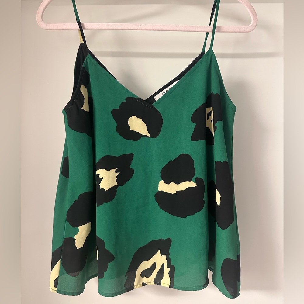 Green Leopard Print Cami Top